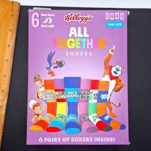 cereal crew socks all together soxers fruit loops, rice Krispies KELLOGS 6 pair